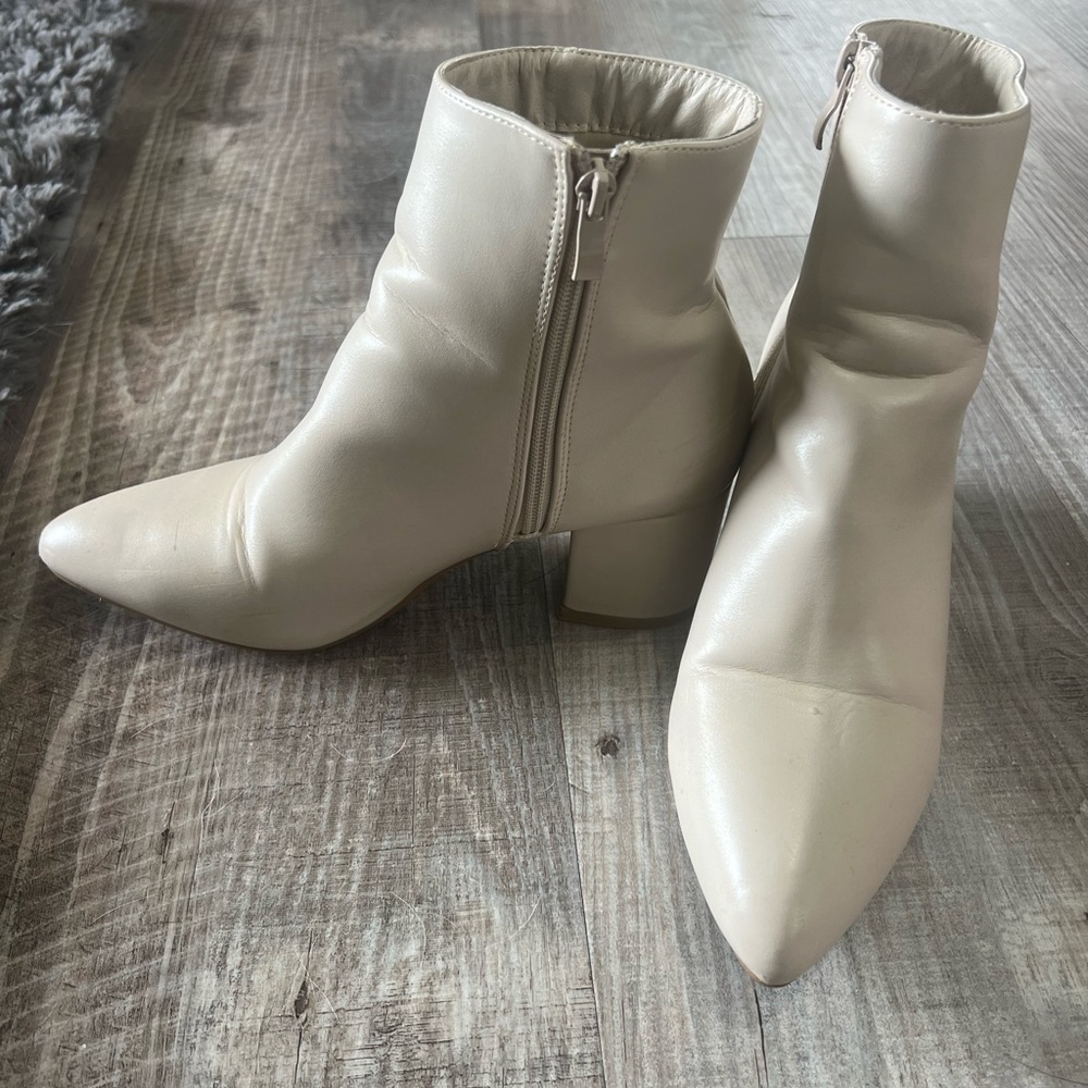 Elegant Cream Ankle Boots